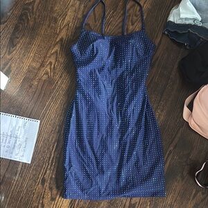 Elegant Blue Polka Dot Dress